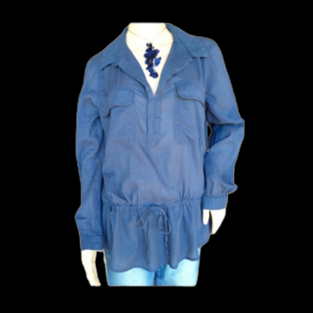DKNY Long Sleeve Tie Waist Top